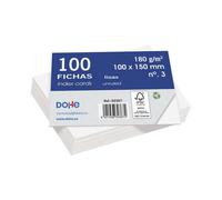 Dohe 30367 - pack de 100 fichas lisas de cartulina blanca, 180 g, nº
