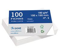 Dohe 30367 - Pack de 100 fichas lisas de cartulina blanca, 180 g, nº 3, 100 x 150 mm