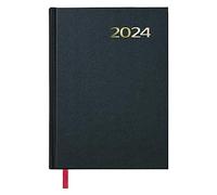 Dohe - Agenda 2024 - Día Página - Enero 2024 - Diciembre 2024 -Tamaño Mediano: 14x20 cm - 288 páginas - Encuadernación cosida - Tapa dura - Color Negro - Modelo Síntex