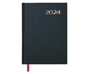 Dohe - Agenda 2024 - Día Página - Enero 2024 - Diciembre 2024 -Tamaño Mediano: 14x20 cm - 288 páginas - Encuadernación cosida - Tapa dura - Color Negro - Modelo Síntex