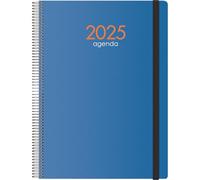 Dohe - Agenda 2025 - Día por Página, A4 (21x29 cm), 12 Meses Enero a Diciembre, Cierre de Anillas, Tapa Flexible de Plástico, Planificador en Español, Material de Oficina - SYNCRO Azul