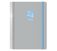 Dohe - Agenda 2025 - Día por Página, A5 (15x21 cm), 12 Meses Enero a Diciembre, Tapa Flexible de Plástico, Planificador en Español, Material de Oficina - MEMPHIS Gris