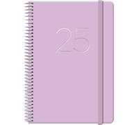 Dohe - Agenda 2025 - Día por Página, Tamaño 12,5x18 cm, 12 Meses Enero a Diciembre, Cierre de Anillas, Planificador en Español, Material de Oficina - GLOSS Morado