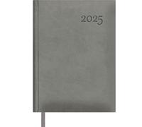 Dohe - Agenda 2025 - Día por Página, Tamaño A5 (14x20 cm), 12 Meses Enero a Diciembre, Tapa Dura de Polipiel, Planificador en Español, Material de Oficina - LAUSANA Gris