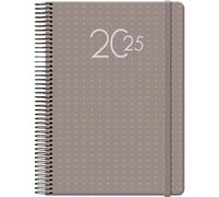 Dohe - Agenda 2025 Portugués - Día por Página, Tamaño A5 (14x20 cm), 12 Meses Enero a Diciembre, Cierre de Anillas, Planificador Anual, Material de Oficina - OPORTO Marrón