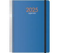 Dohe - Agenda 2025 - Semana Vista, A5 (15x21 cm), 12 Meses Enero a Diciembre, Cierre de Anillas, Tapa Flexible de Plástico, Planificador en Español, Material de Oficina - SYNCRO Azul