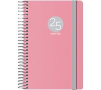 Dohe - Agenda 2025 - Semana Vista, Tamaño Bolsillo (8,5x13 cm), 12 Meses Enero a Diciembre, Tapa Flexible de Plástico, Planificador en Español, Material de Oficina - MEMPHIS Rosa