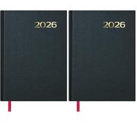Dohe - Agenda 2026 Catalán - Día Página, Tamaño A5 (14x20 cm), Tapa Dura, 12 Meses Enero a Diciembre, Planificador Anual con Marcapáginas - Síntex Negra (Paquete de 2)