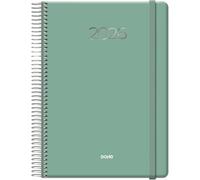 Dohe - Agenda 2026 - Día Página, Tamaño A5 (15x21 cm), Cierre de Espiral y Goma Elástica, 12 Meses Enero a Diciembre, Planificador Anual en Español - Denver Verde