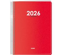Dohe - Agenda 2026 - Día Página, Tamaño A5 (15x21 cm), Tapa Flexible y Plástico Protector, Cierre de Espiral, 12 Meses Enero a Diciembre, Planificador Anual en Español - Metrópoli Rojo