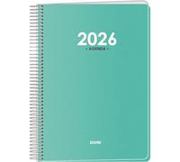 Dohe - Agenda 2026 - Día Página, Tamaño A5 (15x21 cm), Tapa Flexible y Plástico Protector, Cierre de Espiral, 12 Meses Enero a Diciembre, Planificador Anual en Español - Metrópoli Verde