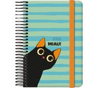 Dohe - Agenda 2026 - Semana Vista, Tamaño Bolsillo (8,5x13 cm), Tapa Dura, Cierre de Espiral y Goma Elástica, 12 Meses Enero a Diciembre, Planificador Anual en Español - Cute Miau