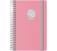 Dohe - Agenda 2026 - Semana Vista, Tamaño Bolsillo (8,5x13 cm), Tapa Flexible de Plástico, Cierre de Espiral y Goma Elástica, 12 Meses Enero a Diciembre, Planificador Anual en Español - Memphis Rosa