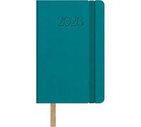 Dohe - Agenda 2026 - Semana Vista, Tamaño Bolsillo (8,5x13 cm), Tapa Flexible de Polipiel, Goma Elástica, 12 Meses Enero a Diciembre, Planificador Anual en Español con Marcapáginas - Manhattan Verde