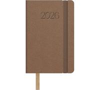 Dohe - Agenda 2026 - Semana Vista, Tamaño Bolsillo (8,5x13 cm), Tapa Flexible de Polipiel, Goma Elástica, 12 Meses Enero a Diciembre, Planificador Anual en Español con Marcapáginas - Manhattan Cámel