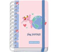 Dohe - Agenda Escolar 2024 2025 - Día por Página, Tamaño A6 (12x17 cm), Cierre Anillas y Goma, Español e Inglés, 4 Páginas de Pegatinas, Septiembre a Junio, Material Escolar - Pink Panther ecoPink