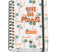 Dohe - Agenda Escolar 2024 2025 - Semana Vista, Tamaño A5 (15x21 cm), Cierre Anillas y Goma, Español e Inglés, 4 Páginas de Pegatinas, Septiembre a Junio, Material Escolar - WWF Love Our Planet