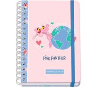 Dohe - Agenda Escolar 2024 2025 - Semana Vista, Tamaño A5 (15x21 cm), Cierre Anillas y Goma, Español e Inglés, 4 Páginas de Pegatinas, Septiembre a Junio, Material Escolar - Pink Panther ecoPink