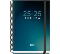 Dohe - Agenda Escolar 2025 2026 - Día Página, Tamaño A5 (15x21 cm), Español e Inglés, Septiembre a Junio, Cierre de Espiral y Goma, Tapa Dura, 4 Páginas de Pegatinas - PRIME Boreal