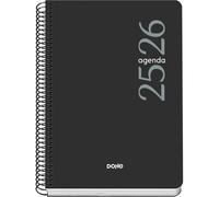 Dohe - Agenda Escolar 2025 2026 - Día Página, Tamaño A5 (15x21 cm), Español e Inglés, Septiembre a Junio, Cierre de Espiral, Tapa Flexible - ESENCIAL Negro
