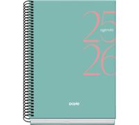 Dohe - Agenda Escolar 2025 2026 - Día Página, Tamaño A5 (15x21 cm), Español e Inglés, Septiembre a Junio, Cierre de Espiral, Tapa Dura - SYSTEM Verde