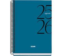 Dohe - Agenda Escolar 2025 2026 - Día Página, Tamaño A5 (15x21 cm), Español e Inglés, Septiembre a Junio, Cierre de Espiral, Tapa Dura - SYSTEM Azul