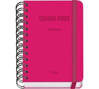 Dohe - Agenda Escolar 2025 2026 - Día Página, Tamaño A6 (12x17 cm), Español e Inglés, Cierre de Espiral Doble y Goma, Tapa Dura, 4 Páginas de Pegatinas - COLOUR VIBES Rosa