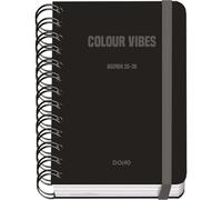 Dohe - Agenda Escolar 2025 2026 - Día Página, Tamaño A6 (12x17 cm), Español e Inglés, Cierre de Espiral Doble y Goma, Tapa Dura, 4 Páginas de Pegatinas - COLOUR VIBES Negro
