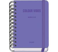 Dohe - Agenda Escolar 2025 2026 - Día Página, Tamaño A6 (12x17 cm), Español e Inglés, Cierre de Espiral Doble y Goma, Tapa Dura, 4 Páginas de Pegatinas - COLOUR VIBES Morado