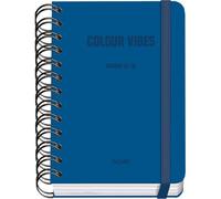 Dohe - Agenda Escolar 2025 2026 - Día Página, Tamaño A6 (12x17 cm), Español e Inglés, Cierre de Espiral Doble y Goma, Tapa Dura, 4 Páginas de Pegatinas - COLOUR VIBES Azul