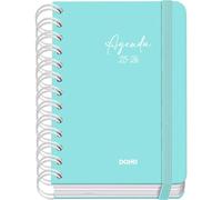 Dohe - Agenda Escolar 2025 2026 - Día Página, Tamaño A6 (12x17 cm), Español e Inglés, Cierre de Espiral Doble y Goma, Tapa Dura, 4 Páginas de Pegatinas - SERENITY Verde