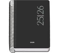 Dohe - Agenda Escolar 2025 2026 - Día Página, Tamaño A6 (12x17 cm), Español e Inglés, Septiembre a Junio, Cierre de Espiral, Tapa Flexible - ESENCIAL Negro