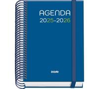 Dohe - Agenda Escolar 2025 2026 - Día Página, Tamaño A6 (12x17 cm), Español e Inglés, Septiembre a Junio, Cierre de Espiral y Goma, Tapa Dura, 4 Páginas de Pegatinas - PRIME Logic