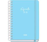Dohe - Agenda Escolar 2025 2026 - Semana Vista, Tamaño A5 (15x21 cm), Español e Inglés, Cierre de Espiral Doble y Goma, Tapa Dura, 4 Páginas de Pegatinas - SERENITY Azul