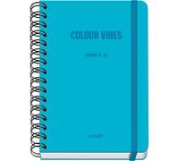 Dohe - Agenda Escolar 2025 2026 - Semana Vista, Tamaño A5 (15x21 cm), Español e Inglés, Cierre de Espiral Doble y Goma, Tapa Dura, 4 Páginas de Pegatinas - COLOUR VIBES Cyan