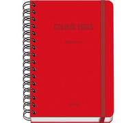 Dohe - Agenda Escolar 2025 2026 - Semana Vista, Tamaño A5 (15x21 cm), Español e Inglés, Cierre de Espiral Doble y Goma, Tapa Dura, 4 Páginas de Pegatinas - COLOUR VIBES Rojo
