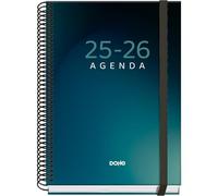 Dohe - Agenda Escolar 2025 2026 - Semana Vista, Tamaño A5 (15x21 cm), Español e Inglés, Septiembre a Junio, Cierre de Espiral y Goma, Tapa Dura, 4 Páginas de Pegatinas - PRIME Boreal