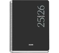 Dohe - Agenda Escolar 2025 2026 - Semana Vista, Tamaño A5 (15x21 cm), Español e Inglés, Septiembre a Junio, Cierre de Espiral, Tapa Flexible - ESENCIAL Negro