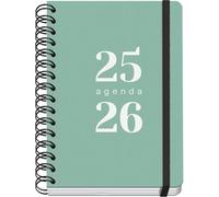 Dohe - Agenda Escolar 2025 2026 - Semana Vista, Tamaño A5 (15x21 cm), Español e Inglés, Septiembre a Junio, Cierre de Espiral Doble y Goma, Tapa Flexible, 4 Páginas de Pegatinas - GRAMMAR Verde