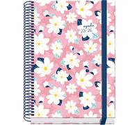 Dohe - Agenda Escolar 2025 2026 - Semana Vista, Tamaño A5 (15x21 cm), Español e Inglés, Septiembre a Junio, Cierre de Espiral y Goma, Tapa Dura, 4 Páginas de Pegatinas - PRIME Camomille