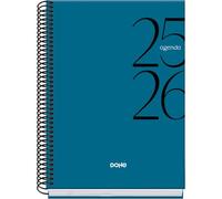 Dohe - Agenda Escolar 2025 2026 - Semana Vista, Tamaño A5 (15x21 cm), Español e Inglés, Septiembre a Junio, Cierre de Espiral, Tapa Dura - SYSTEM Azul
