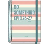 Dohe - Agenda Escolar 2026 2027 - Septiembre a Junio, Día Página, A5 (15x21 cm), Tapa Dura, Cierre de Espiral y Goma Elástica, 2 Páginas de Pegatinas, Español e Inglés - Epic