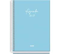 Dohe - Agenda Escolar 2026 2027 - Septiembre a Junio, Día Página, A5 (15x21 cm), Tapa Dura Tacto Suave, Cierre de Espiral, Español e Inglés - Serenity Azul