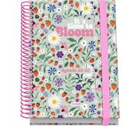 Dohe - Agenda Escolar 2026 2027 - Septiembre a Junio, Día Página, A6 (12x17 cm), Tapa Dura, Cierre de Espiral y Goma Elástica, 2 Páginas de Pegatinas, Español e Inglés - Bloom