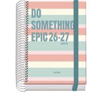 Dohe - Agenda Escolar 2026 2027 - Septiembre a Junio, Día Página, A6 (12x17 cm), Tapa Dura, Cierre de Espiral y Goma Elástica, 2 Páginas de Pegatinas, Español e Inglés - Epic
