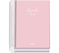 Dohe - Agenda Escolar 2026 2027 - Septiembre a Junio, Día Página, A6 (12x17 cm), Tapa Dura Tacto Suave, Cierre de Espiral, Español e Inglés - Serenity Rosa