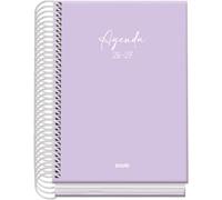 Dohe - Agenda Escolar 2026 2027 - Septiembre a Junio, Día Página, A6 (12x17 cm), Tapa Dura Tacto Suave, Cierre de Espiral, Español e Inglés - Serenity Morado