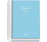 Dohe - Agenda Escolar 2026 2027 - Septiembre a Junio, Día Página, A6 (12x17 cm), Tapa Dura Tacto Suave, Cierre de Espiral, Español e Inglés - Serenity Azul