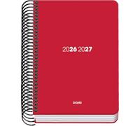 Dohe - Agenda Escolar 2026 2027 - Septiembre a Junio, Día Página, A6 (12x17 cm), Tapa Flexible de Plástico Duro, Cierre de Espiral, Español e Inglés - Element Rojo