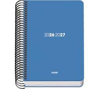 Dohe - Agenda Escolar 2026 2027 - Septiembre a Junio, Día Página, A6 (12x17 cm), Tapa Flexible de Plástico Duro, Cierre de Espiral, Español e Inglés - Element Azul